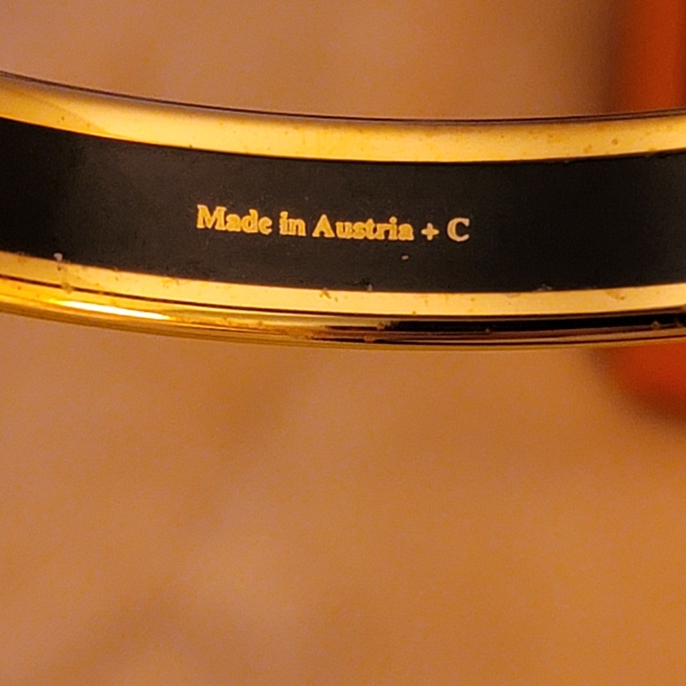 HERMES Cloisonne Bangle Bracelet Black/Gold/Never Worn/ Brand New ❤️ - Picture 6 of 10